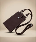 Leather Crossbody Phone Sling Bag - Dark Brown
