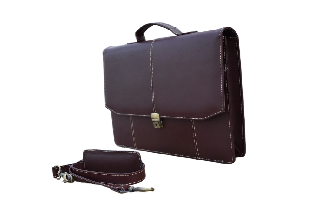 Laptop & Document Bag for Men - Dark Burgundy Brown