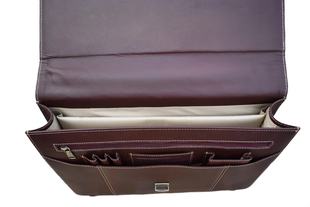 Laptop & Document Bag for Men - Dark Burgundy Brown