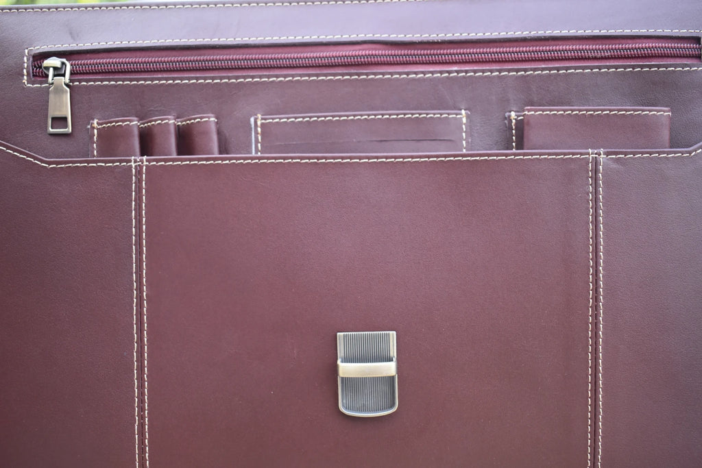 Laptop & Document Bag for Men - Dark Burgundy Brown